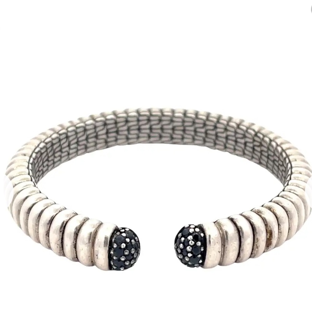 John Hardy Sterling Silver Flex Bracelet with Black Sapphire